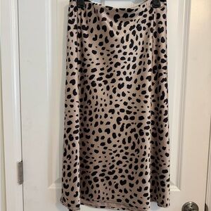 Leopard Print Satin Skirt